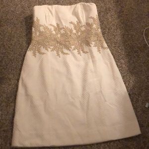 White and gold mini dress from Lilly Pulitzer